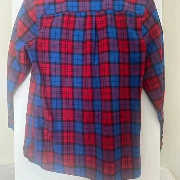 Women’s Talbots plaid button down in red, blue, purple, and black. Size Small P - Picture 6 of 11